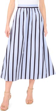 Vince Camuto Stripe Flare Midi Skirt