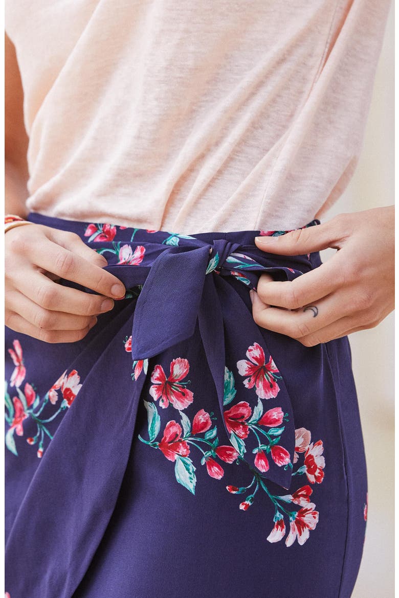 Pacome Floral Silk Skirt, Alternate, color, BOUQUET PRINT ON NAVY BLUE