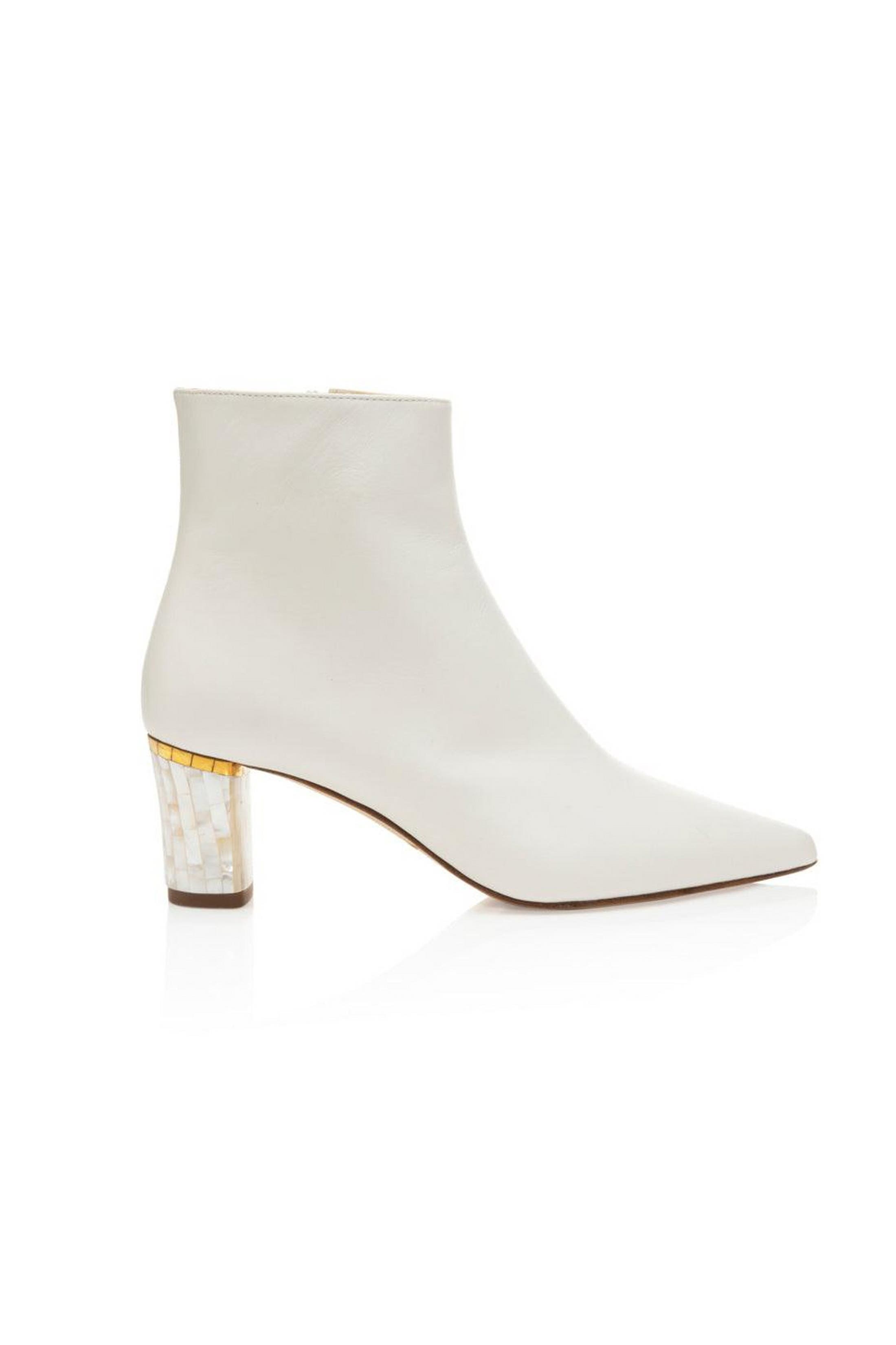 Freya Rose June White Pearl Heel Ankle Boots, Main, color, White