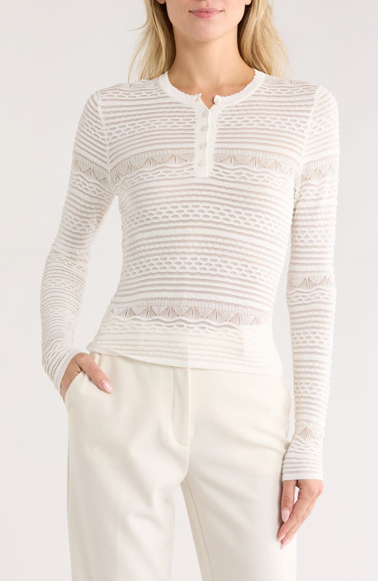 Ulla Johnson Felix Pointelle Knit Henley, Main, color, Pristine