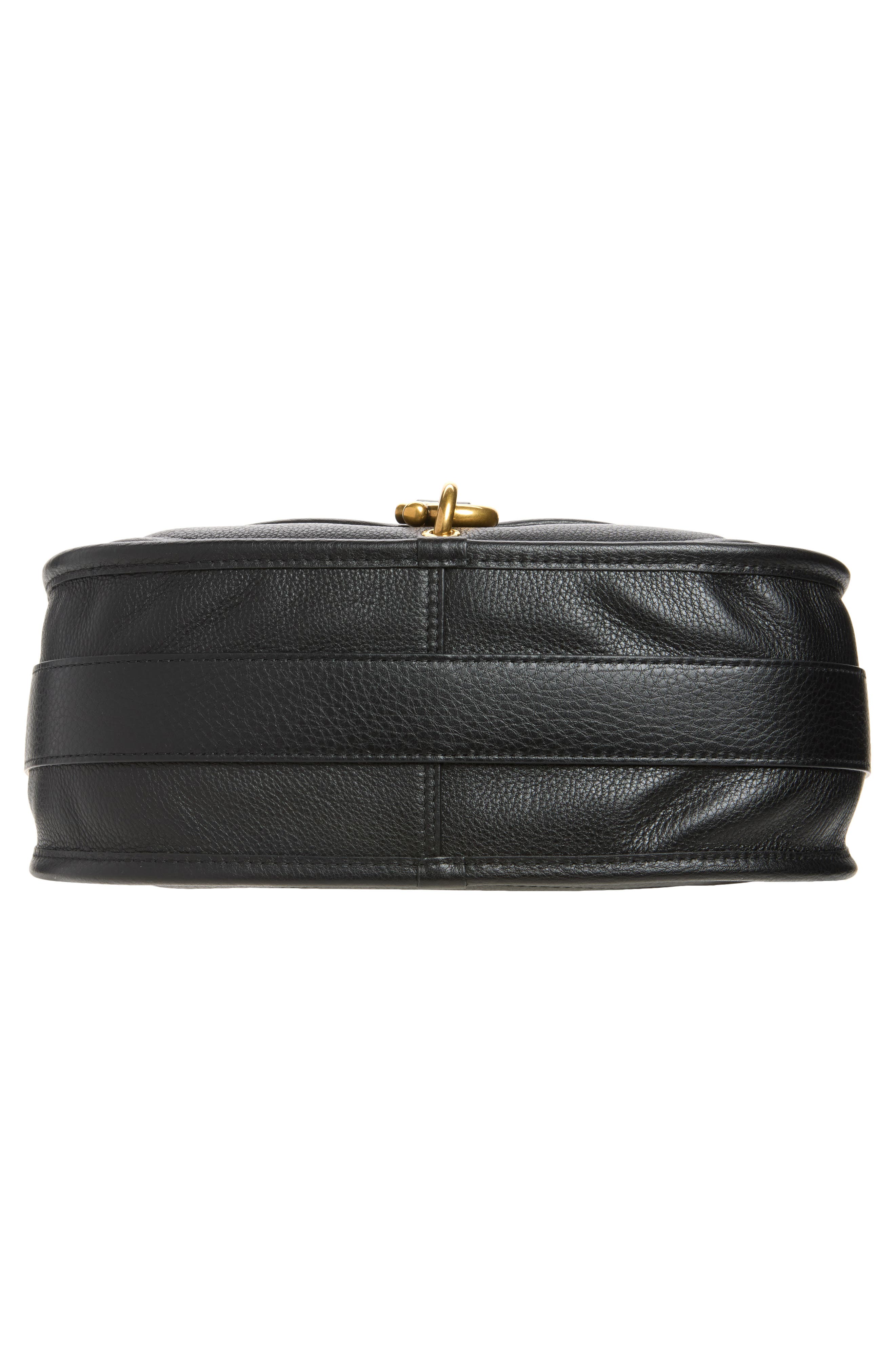 Small B Clip Leather Messenger Crossbody Bag, Alternate, color, BLACK