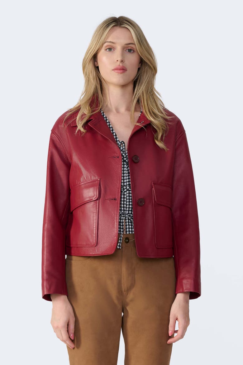Ella Leather Jacket, Main, color, Light Burgundy