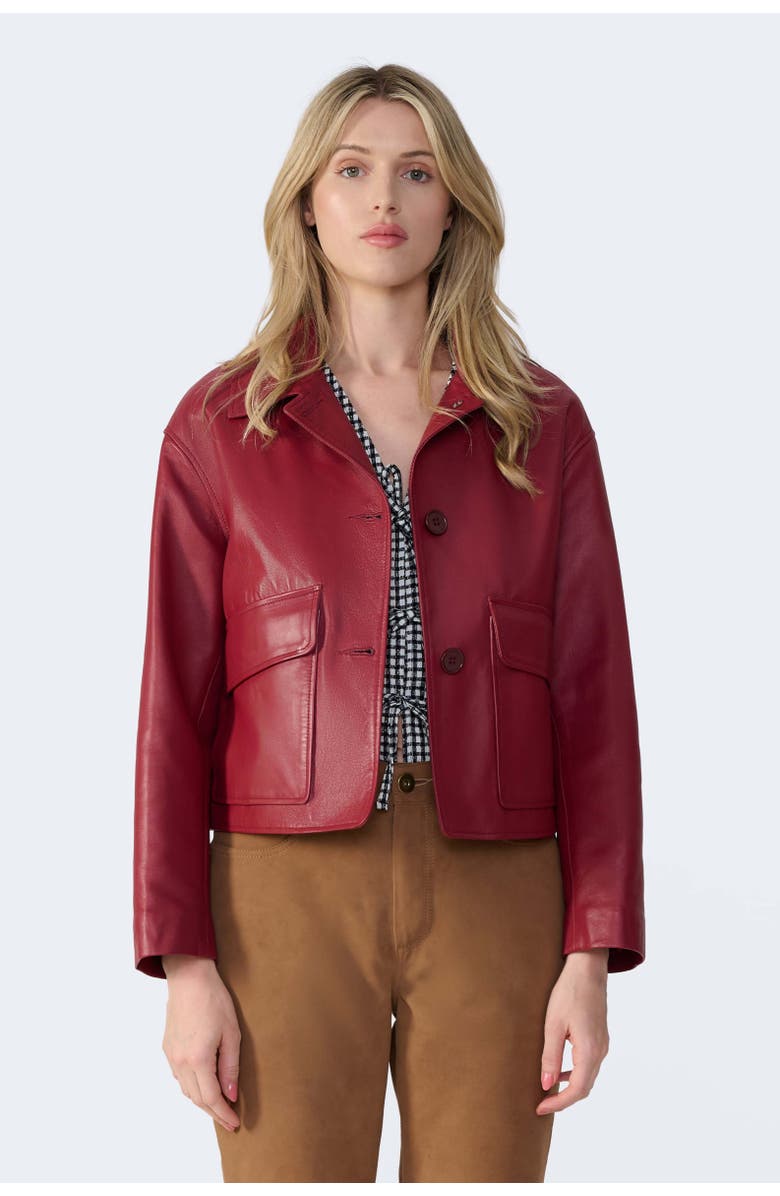 Furniq UK Ella Leather Jacket, Main, color, Light Burgundy