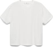 MANGO Embroidered Openwork Cotton T-Shirt