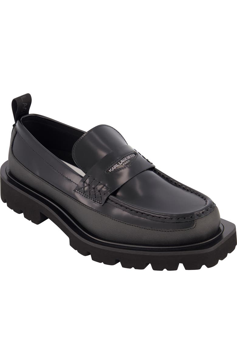 KARL LAGERFELD PARIS White Label Lug Sole Penny Loafer, Main, color,