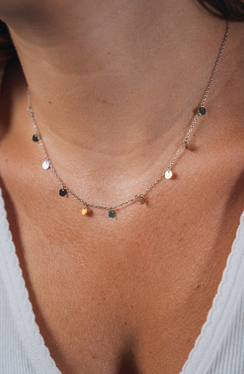 Sterling Forever Sterling Silver Disk Charm Necklace, Alternate, color, Silver