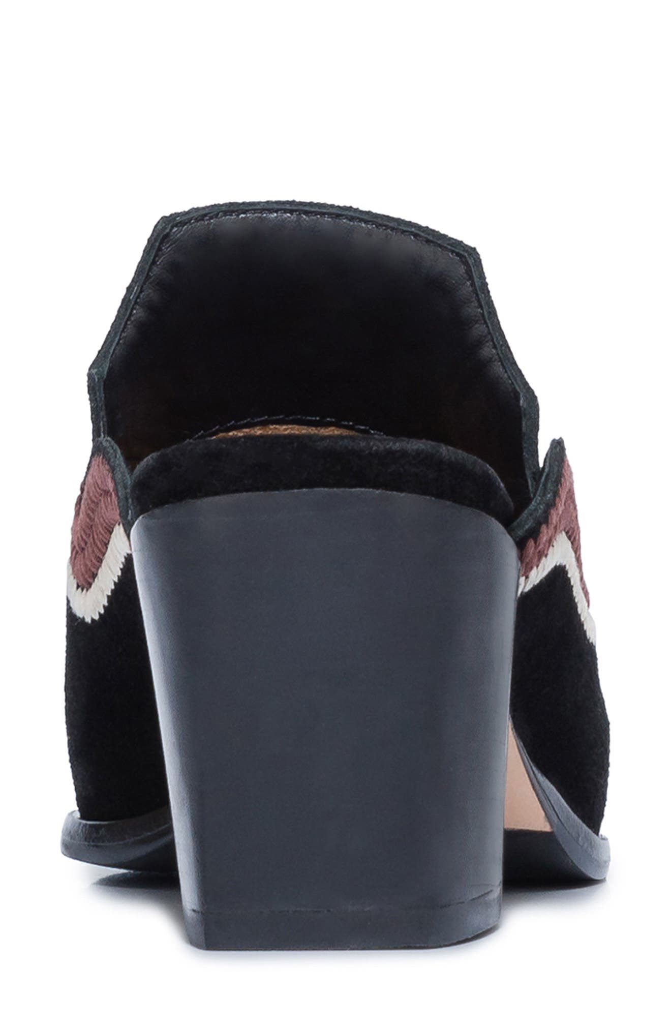 Bernardo Footwear Brooklyn Embroidered Mule, Alternate, color, Black Split Suede