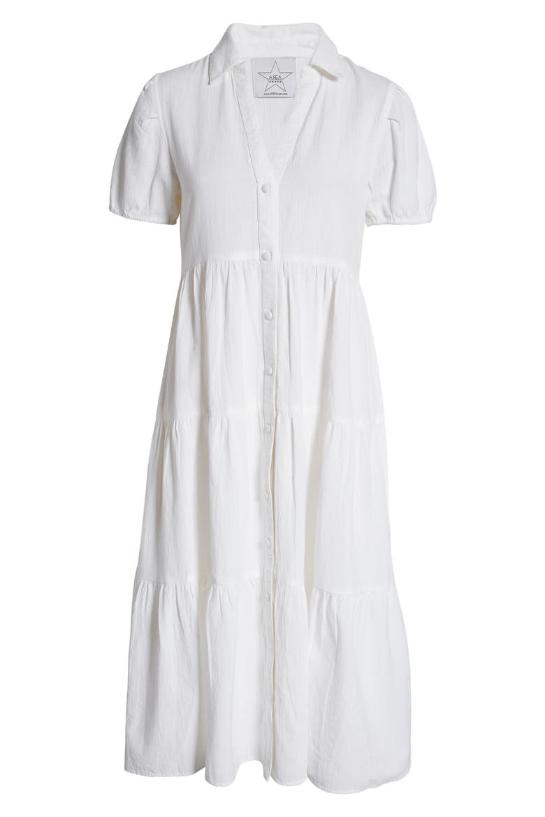 Bella Tiered Cotton Shirtdress, Alternate, color, WHITE