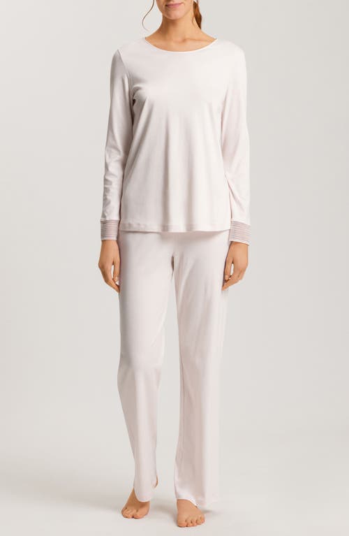 Hanro Sophie Lace Trim Mercerized Cotton Pajamas in Rose Cream 