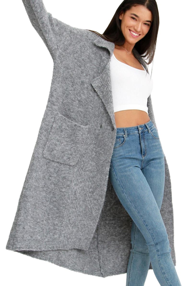 Belle & Bloom Born To Run Sustainable Sweater Coat, Alternate, color, Grey