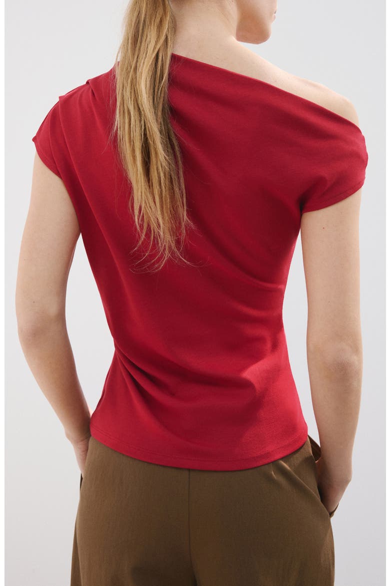 Asymmetric One-Shoulder Top, Alternate, color, RED