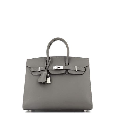 Birkin Sellier Bag Grey Epsom with Palladium Hardware 25