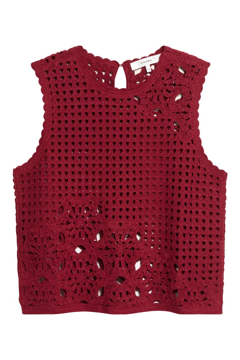 The Postcard Open Stitch Cotton Tank, Main, color, GARNET