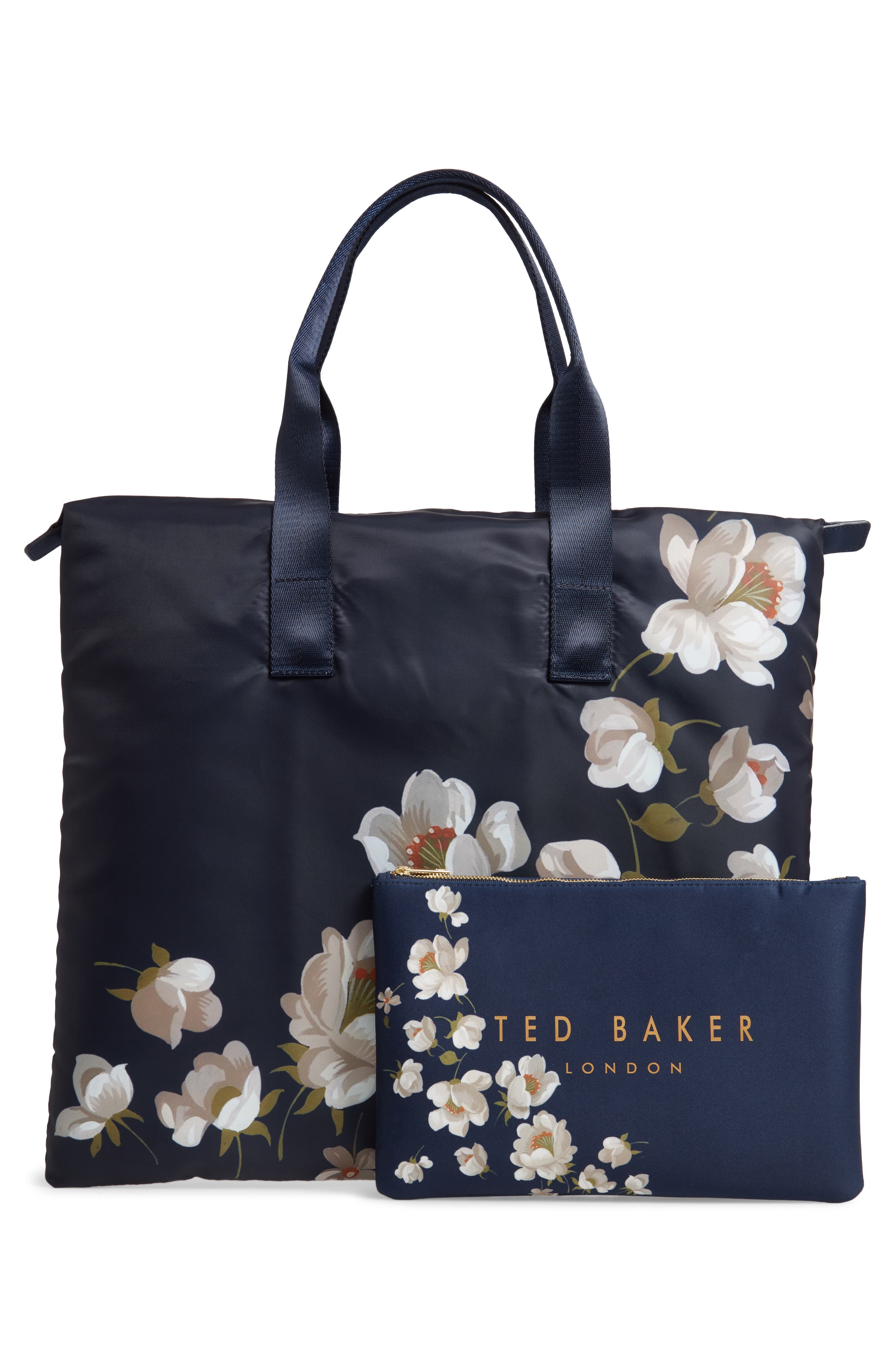 Ted Baker London Gisela Pearl Foldaway Shopper Tote & Pouch, Alternate, color, 