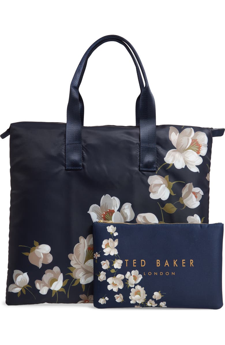 Ted Baker London Gisela Pearl Foldaway Shopper Tote & Pouch, Alternate, color,