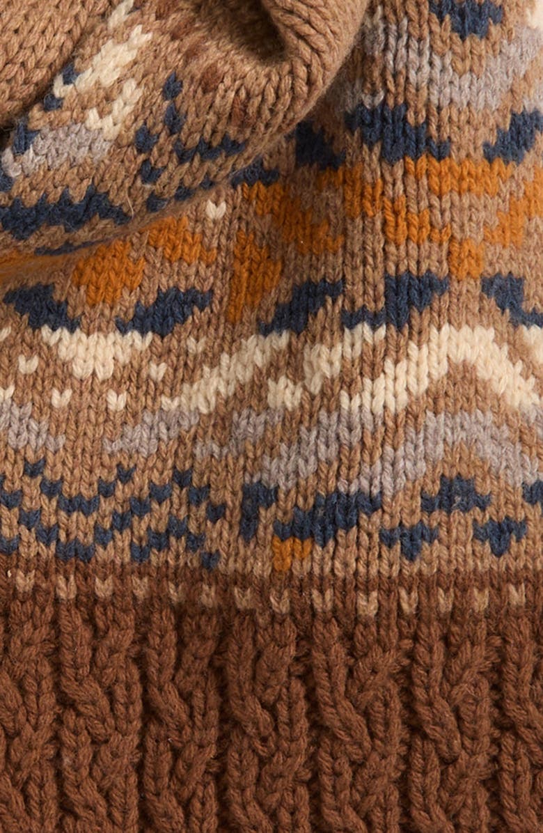 Faherty Mountain Fair Isle Scarf, Alternate, color, Brown