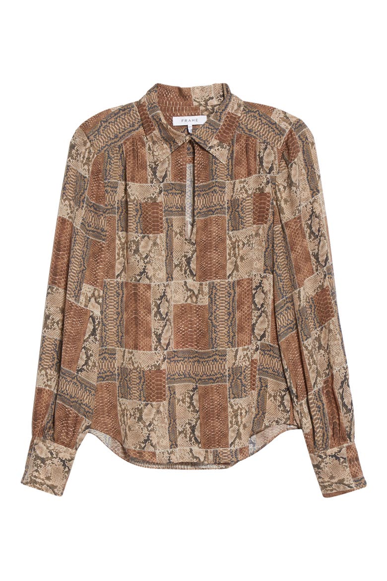 Willa Snake Print Silk Blouse, Alternate, color, SEPIA MULTI