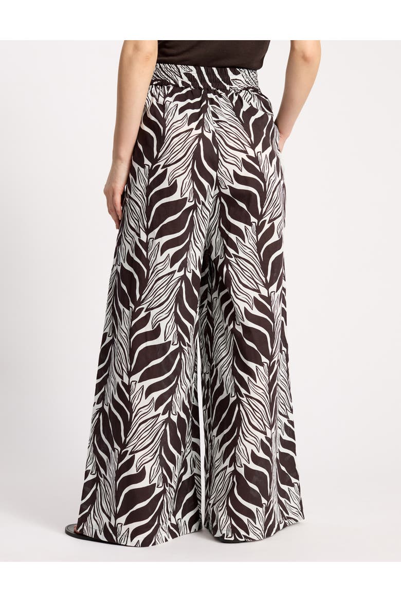 Mono Palm High-Waist Wide-Leg Trousers, Alternate, color, Brown