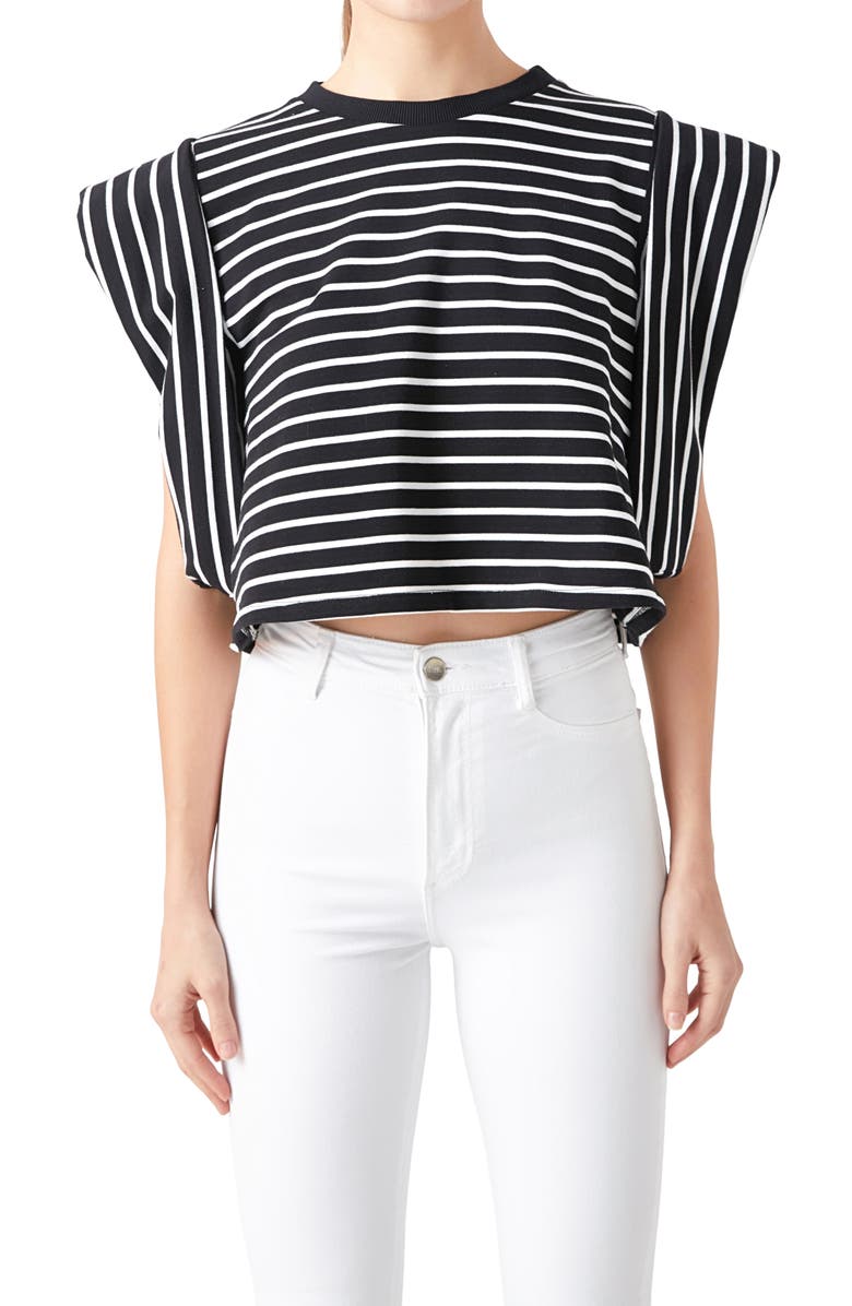 Endless Rose Stripe Crop T-Shirt, Alternate, color, Black/ White