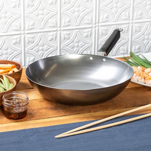 Joyce Chen Uncoated Carbon Steel Stir Fry Pan With Phenolic Handle, 12-inch In Silver