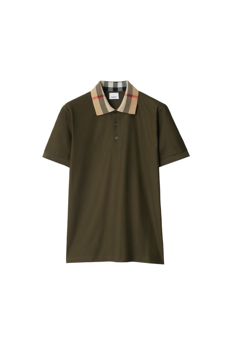 Burberry Check Collar Cotton Polo Shirt, Alternate, color, Loch