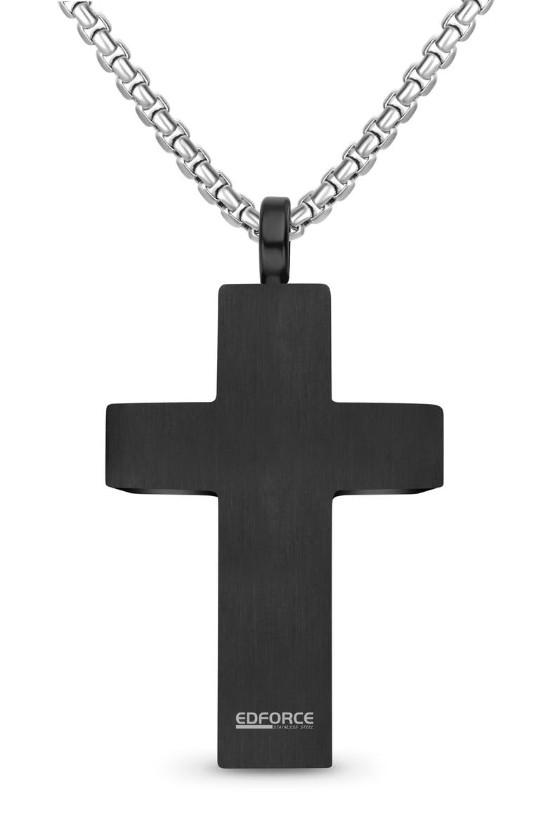 INLAY CROSS NECKLACE, Alternate, color, BLACK