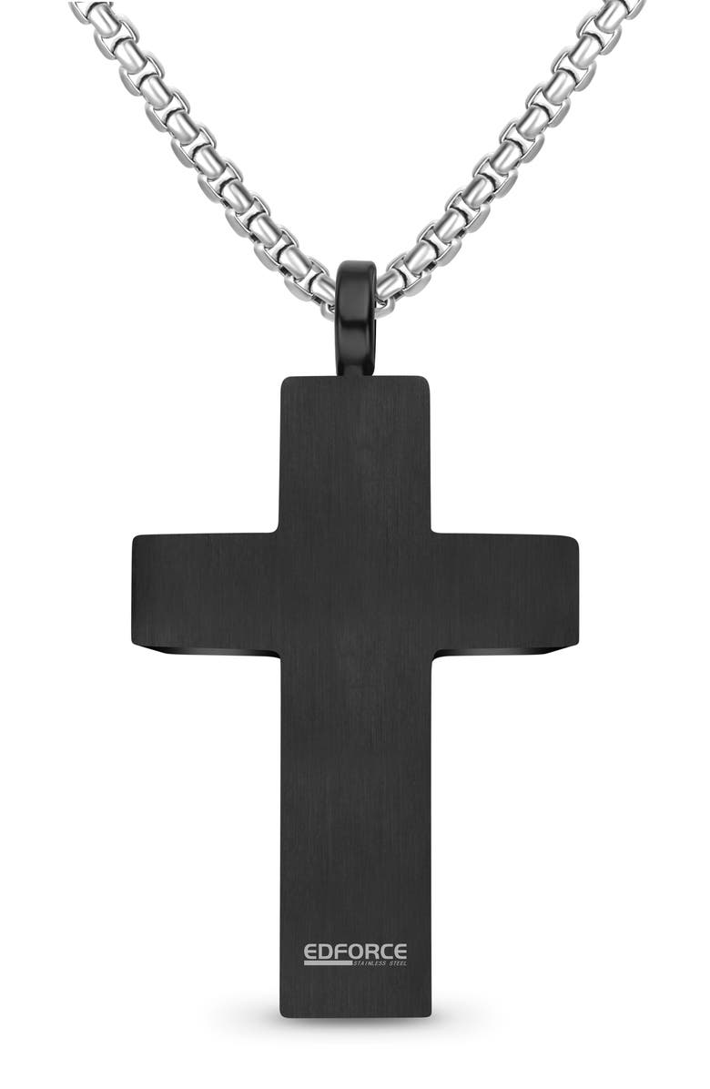 EDFORCE INLAY CROSS NECKLACE, Alternate, color, Black
