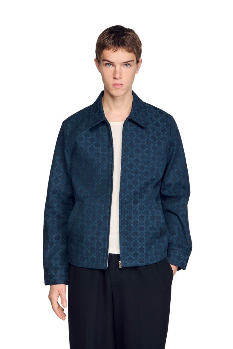 Square Cross denim jacket, Main, color, Navy blue