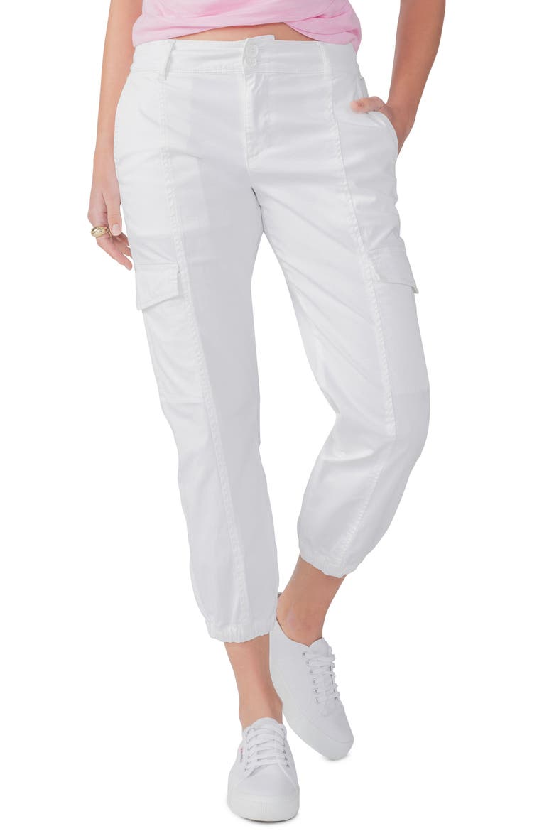 Rebel Crop Stretch Cotton Cargo Pants, Main, color, BRILLIANT WHITE