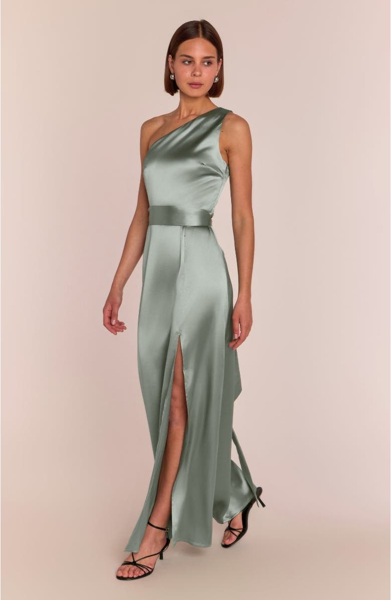 Rewritten Porto One Shoulder Dress, Alternate, color, Sage Green