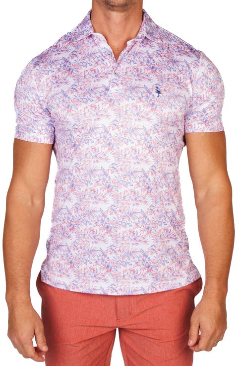 Multicolor Hibiscus Performance Golf Polo