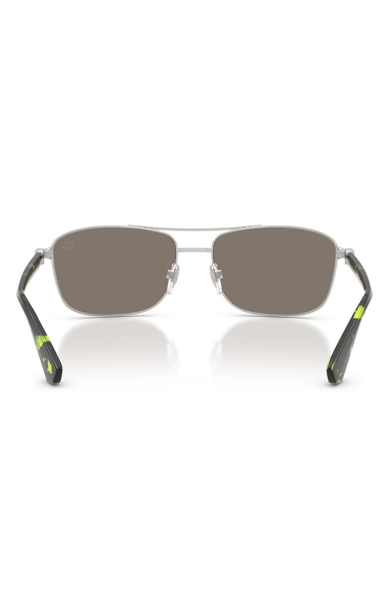 Burberry 60mm Rectangular Sunglasses, Alternate, color, Silver