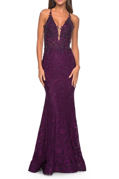 Exquisite Mermaid Lace Gown with Beaded Sheer Bodice