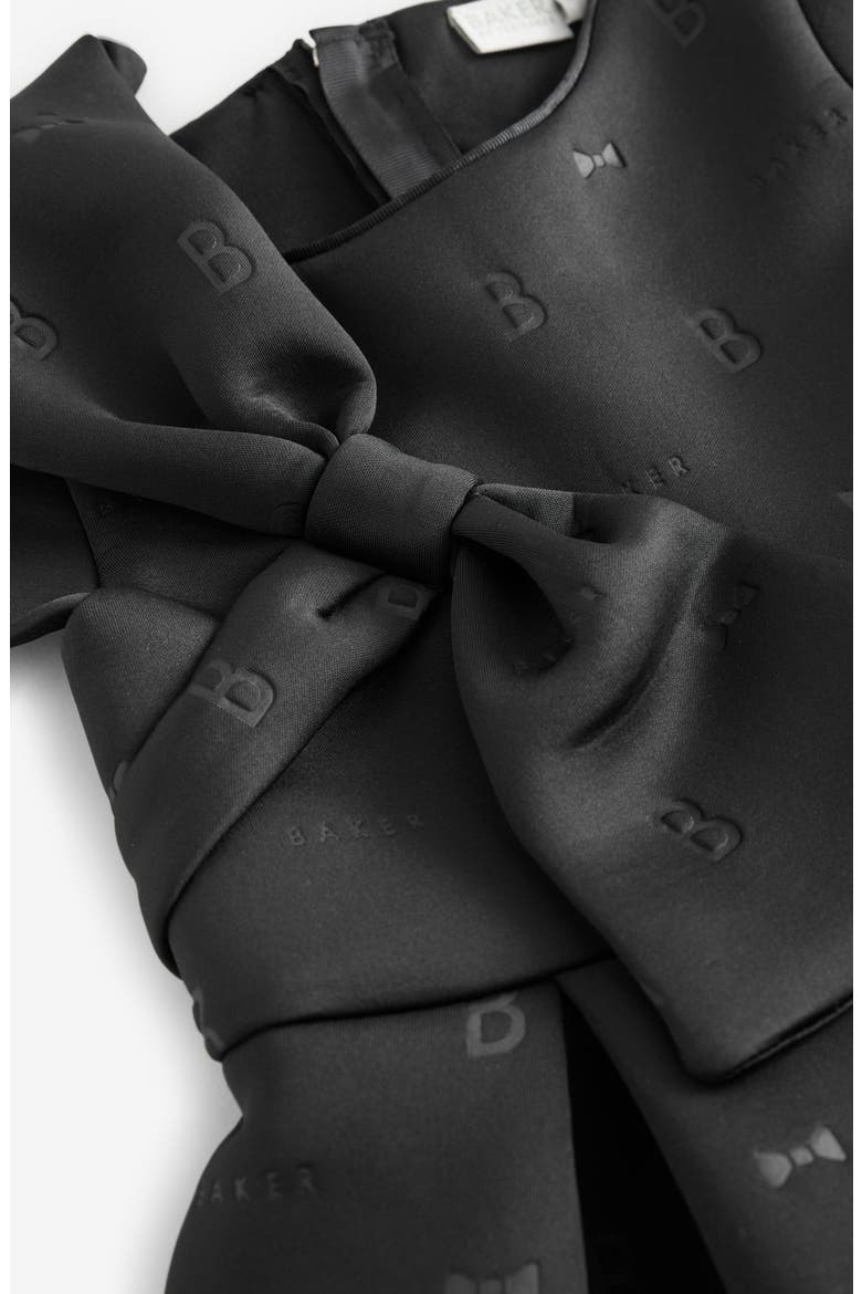 Kids' Bow Embossed Scuba Knit Dress, Alternate, color, BLACK