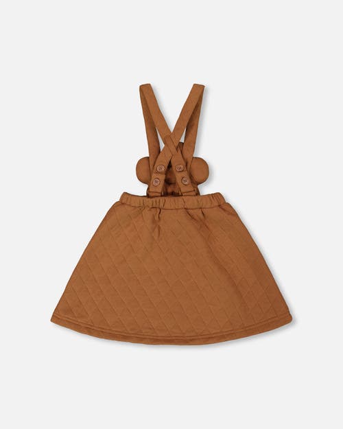 Deux Par Deux Quilted Overall Dress In Brown