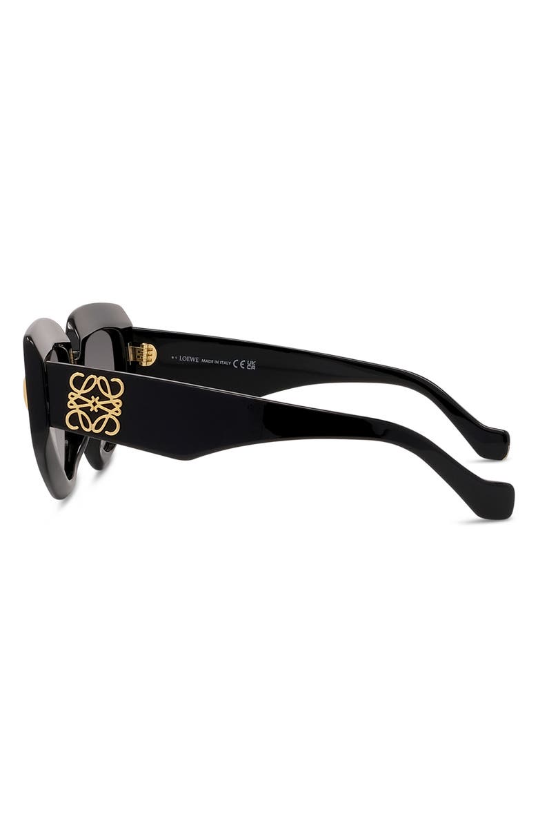 Loewe Anagram 51mm Geometric Sunglasses, Alternate, color, Shiny Black / Gradient Smoke