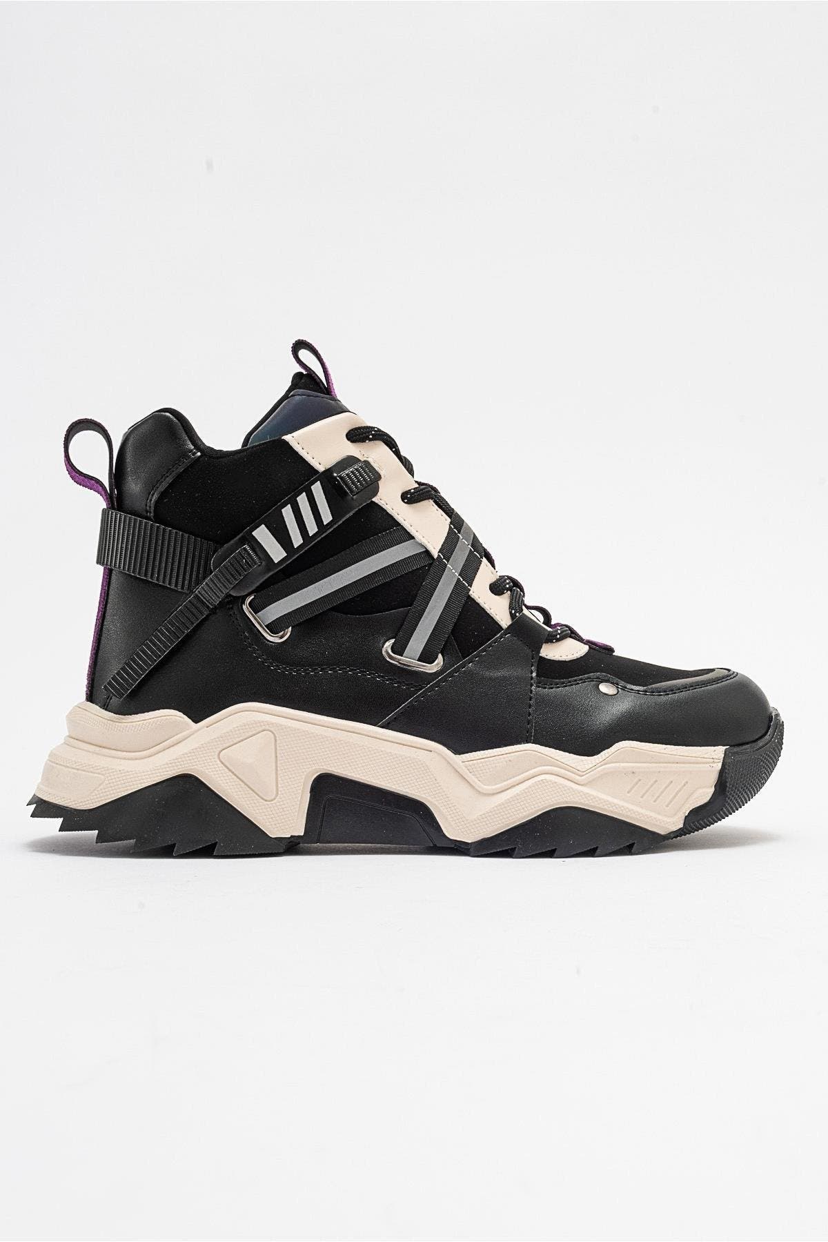 Black Purple Faux Leather