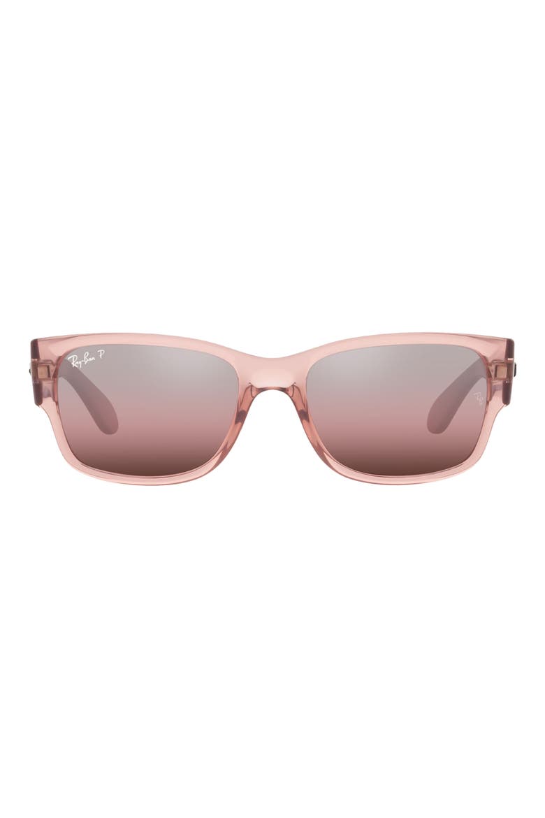 58mm Polarized Rectangular Sunglasses, Main, color, TRANS PINK