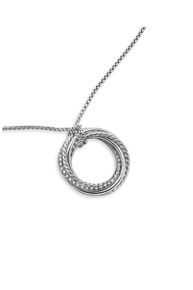 Sterling Silver & Diamond Crossover Pendant Necklace, Alternate, color, DIAMOND