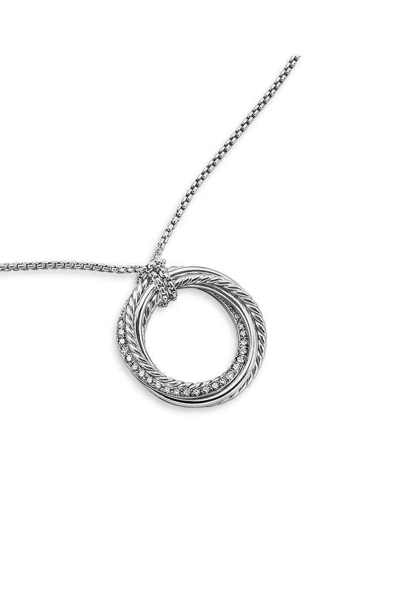 David Yurman Sterling Silver & Diamond Crossover Pendant Necklace, Alternate, color, Diamond