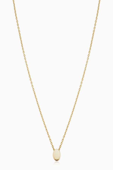14K Yellow Gold Sweet Oval Pendant Necklace