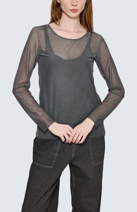 Marlene Garment-Dyed Mesh Blouse