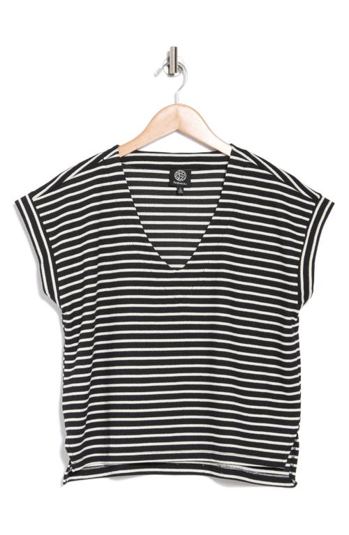 Bobeau V-neck Short Sleeve Top In Multi