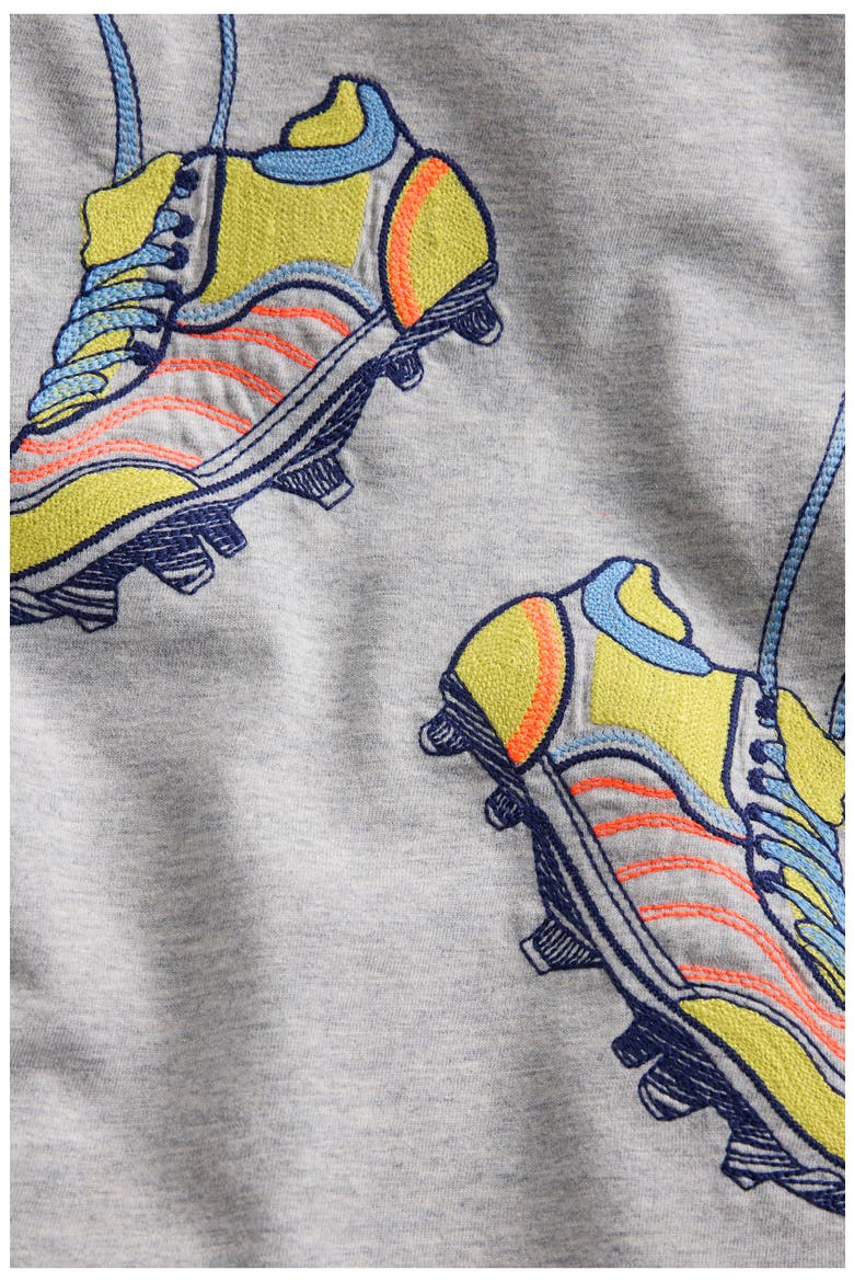 Kids' Embroidered T-Shirt, Alternate, color, GREY MARL FOOTBALL BOOTS