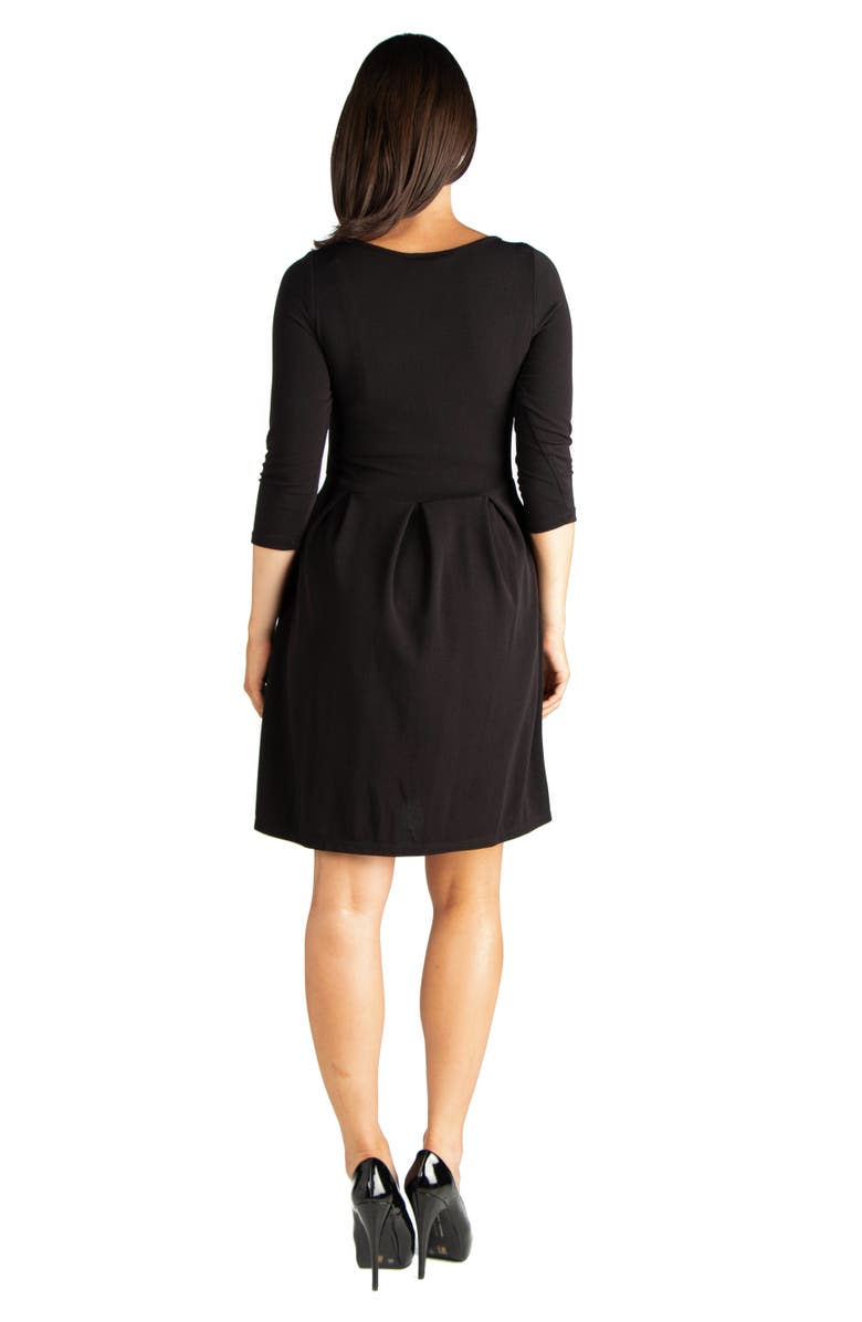24seven Comfort Apparel Perfect Fit and Flare Maternity Pocket Dress, Alternate, color, Black