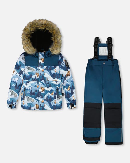 Deux Par Deux Boy Two-piece Discover Snowsuit In Blue