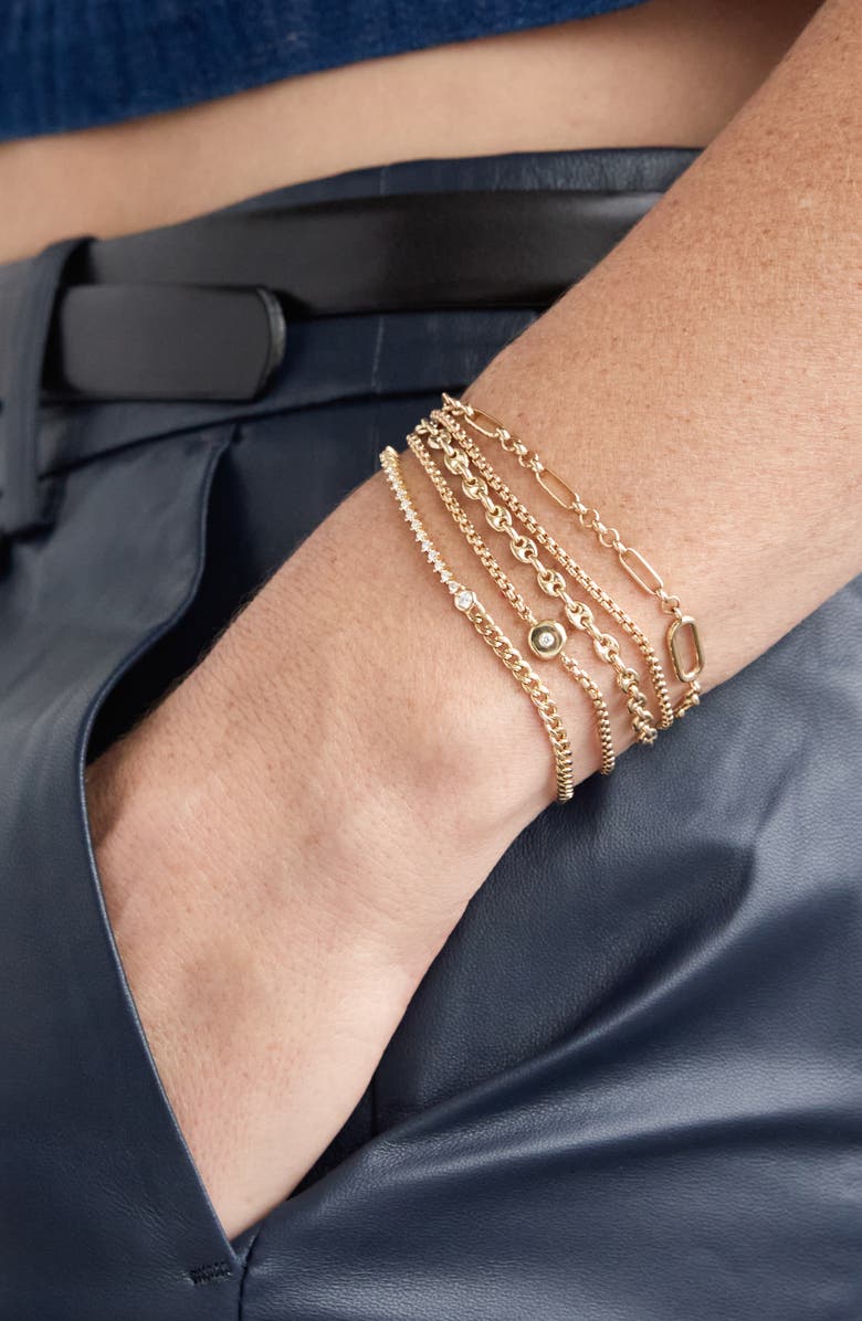 Zoë Chicco Puffed Mariner Chain Bracelet, Alternate, color, 14K Yellow Gold