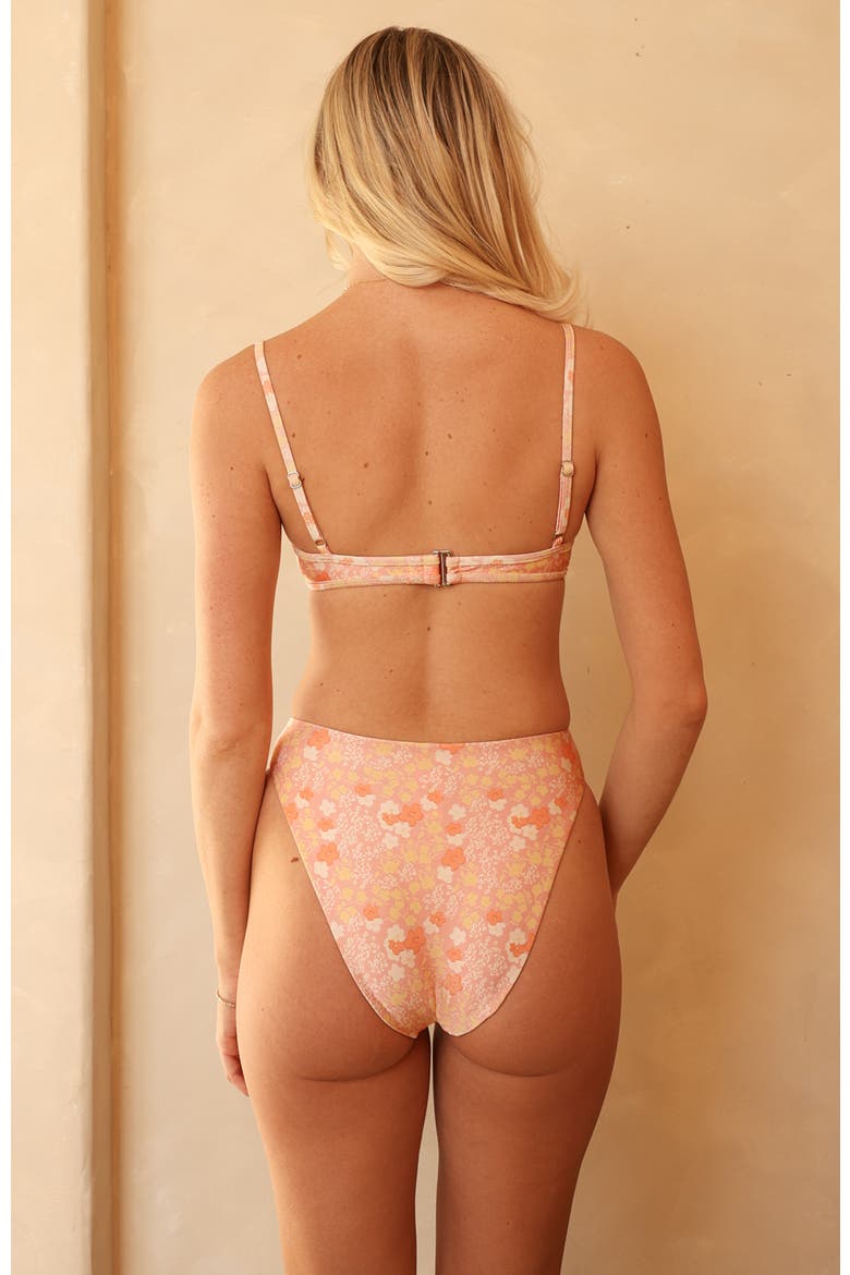 Seashore High Waist Cheeky Bikini Bottom, Alternate, color, Coral Garden