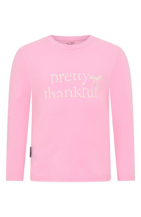 Kids' Pretty Thankful Stretch Cotton Graphic T-Shirt (Toddler & Little Kid)