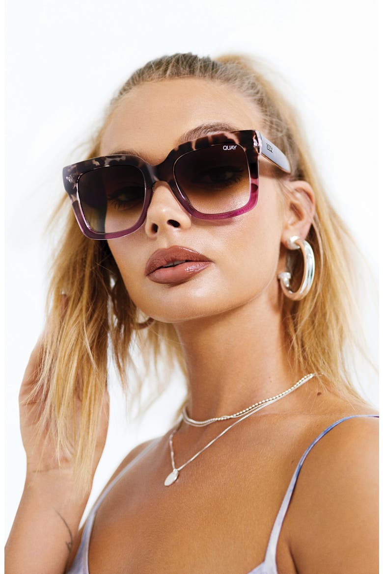 Icy 52mm Gradient Square Sunglasses, Alternate, color, TORTOISE PURPLE/ BROWN FADE